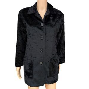 Karen Kane lifestyle black faux fur coat jacket size S